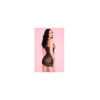 Nuisette noire tulle dentelle poitrine dénudée ornements 